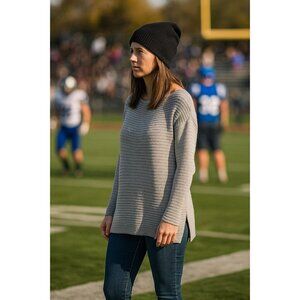 Vince Camuto Gray Knit Oversized Sweater Small